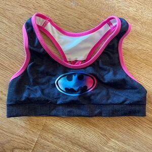 Batgirl Girls Pink Dark Blue Superhero Sports Bra Size 4-6 Training Bra